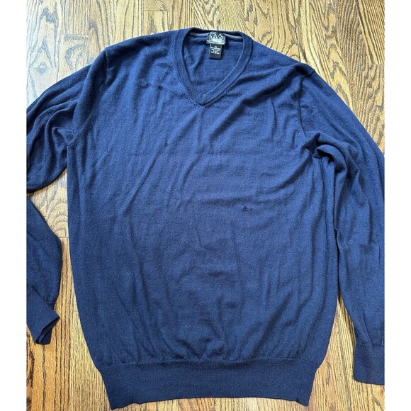 Jos A Bank Men's V-neck Long Sleeve Navy‎ Blue Sweater 100% Merino Wool Size XL - Picture 8 of 11